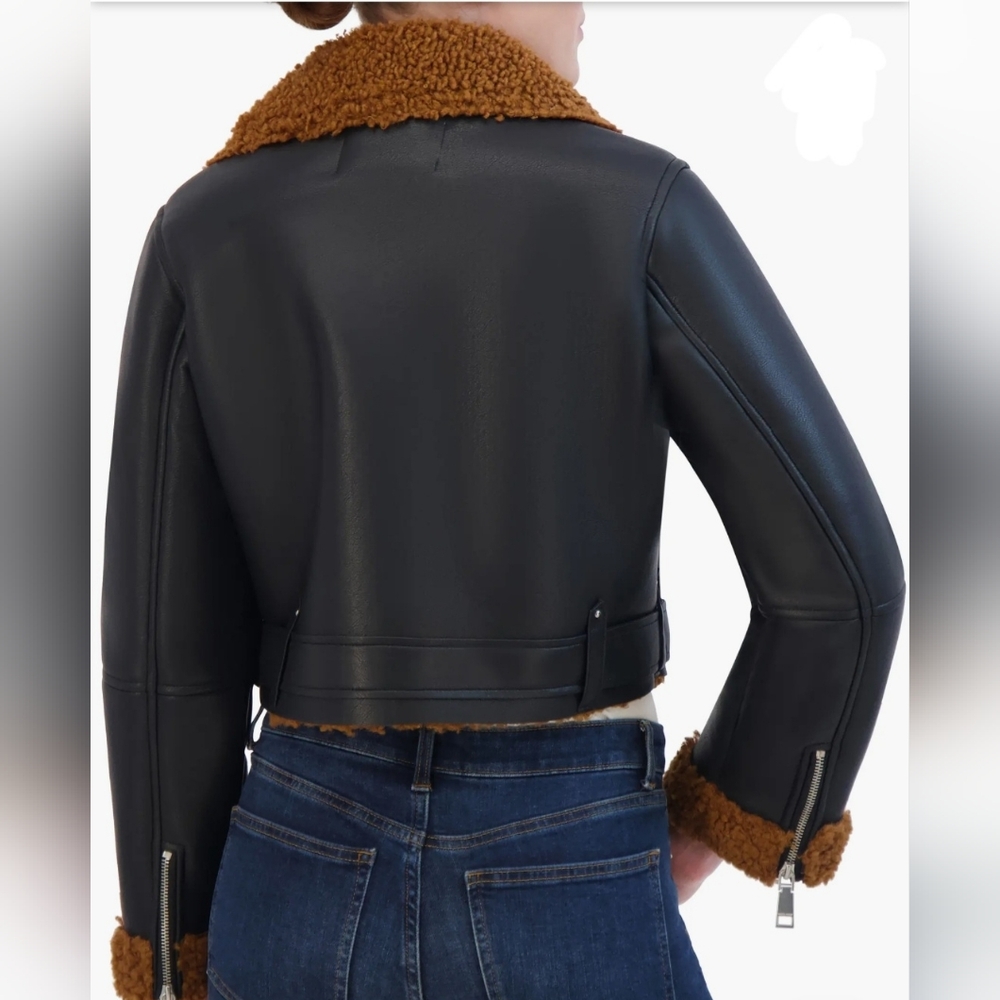 REBECCA MINKOFF Faux Shearling Moto Jacket. Sz S. MSRP $298 NWT - Picture 4 of 15